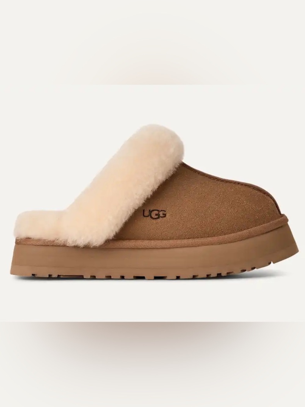 UGG Disquette Slipper Chestnut Brown Suede Platform
